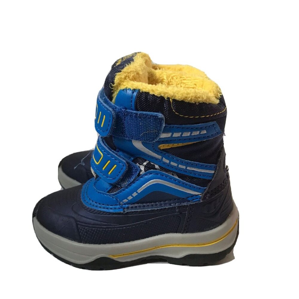 Lupilu winter snow ankle boots blue yellow faux fur hook & loop Toddler 5 EU 22